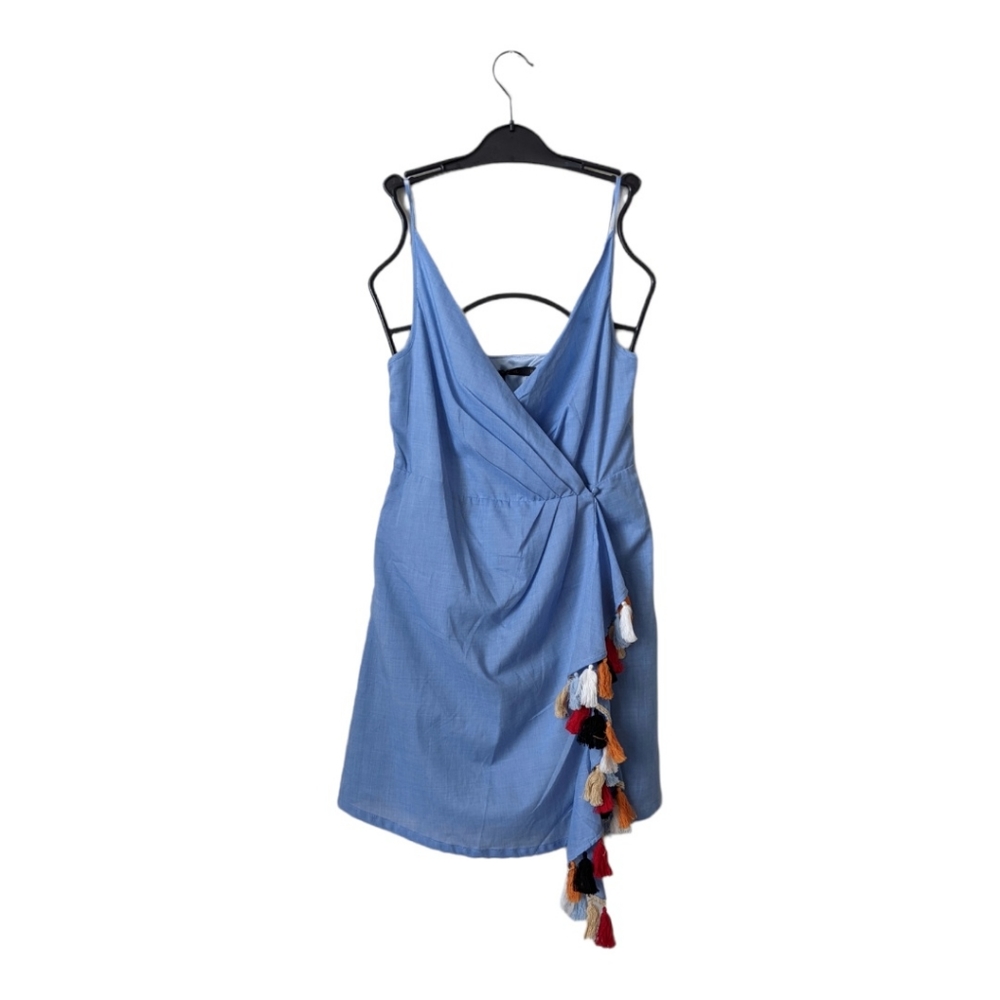 THML Wrap Dress With Tassels Blue XS